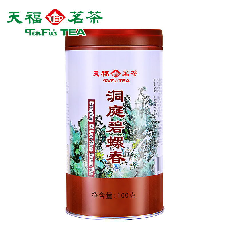 天福茗茶 碧螺春绿茶茶叶 苏州洞庭绿茶 罐装100g 2020春茶